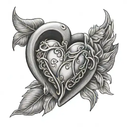 Heart Realistic Black And Grey Family And Friends