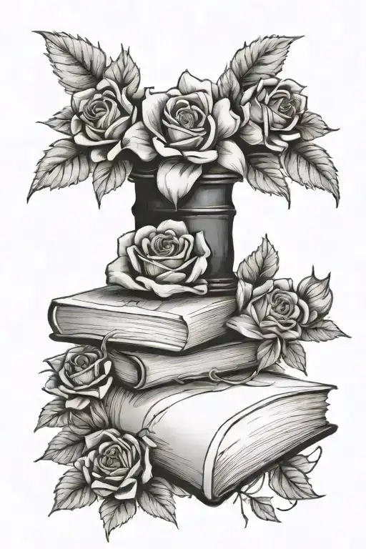 Book And Flower Intertwined