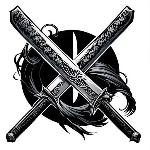 Samurai Sword Crossed With Bokken