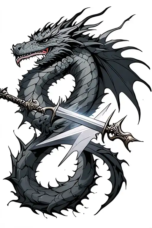 Shattered Swords With A Dragon Wrapped