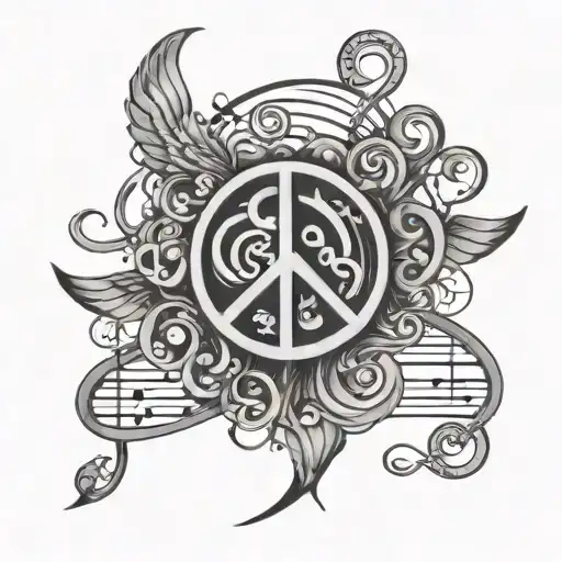 The Word Peace With Music Notes Intertwined