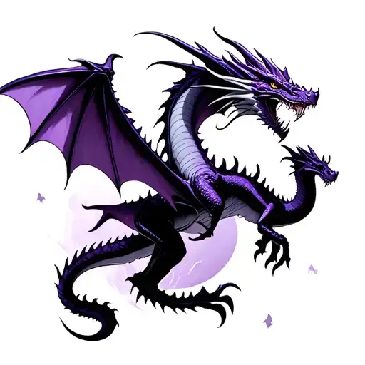 Dragons Flying Purple Black