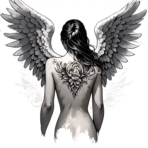 Back Tattoo With Angel Wings