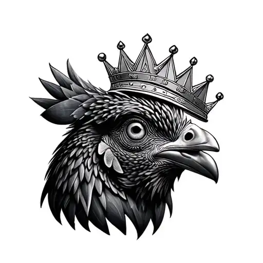 Half Face Chicken With Crown Half Face Chicken Geometric