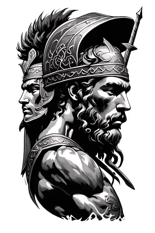 Achilles And Leonidas Symbols Intertwined