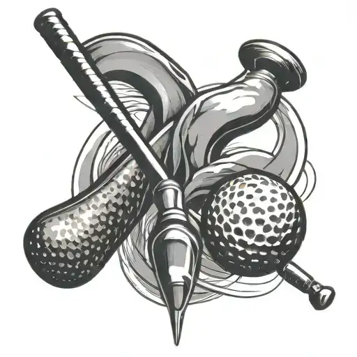 A Golf Club And A Joystick Crossed Over Each Other