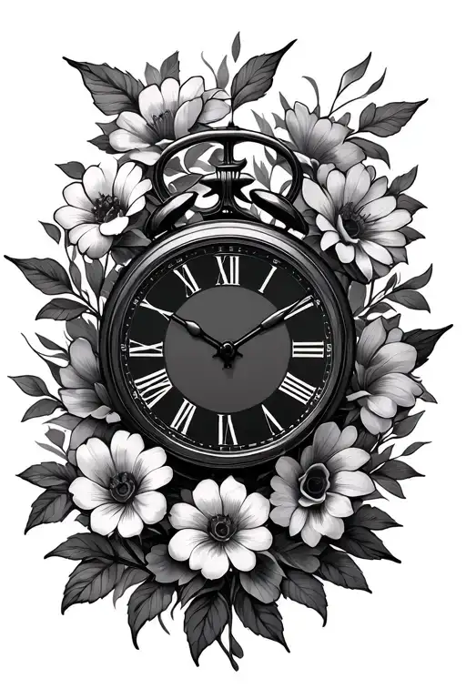 Father Flowers And Digital Clock Face