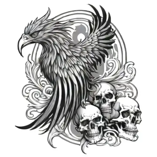Phoenix Rising From Skulls