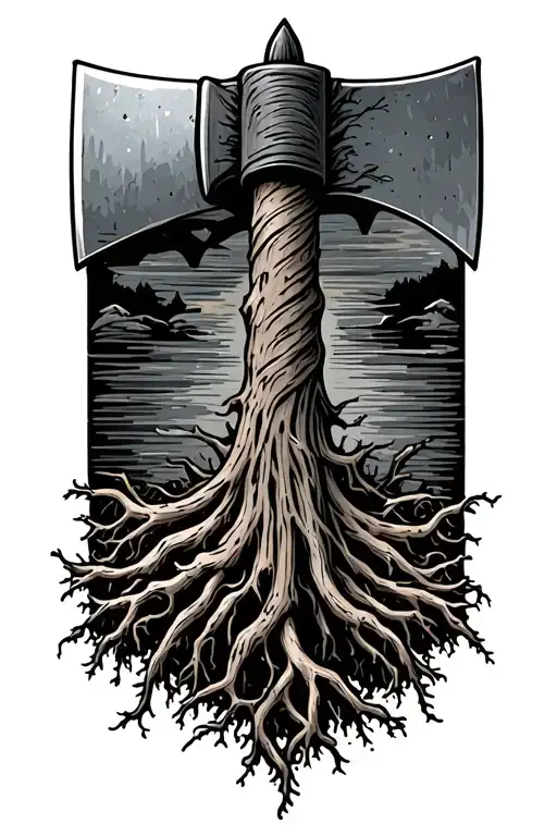 Axe Handle Turn Into Tree Growing Roots