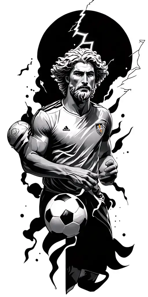 Soccer And Zeus Wielding A Lightning Bolt