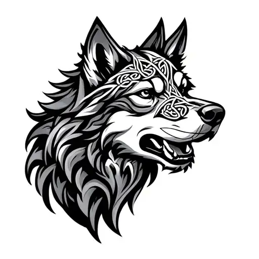Celtic Wolf Head