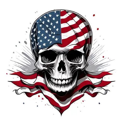Skull Surrounded By American Flag