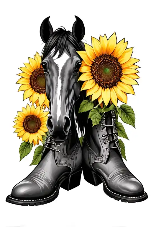 Sunflower Growing Cowgirl Boots Horse