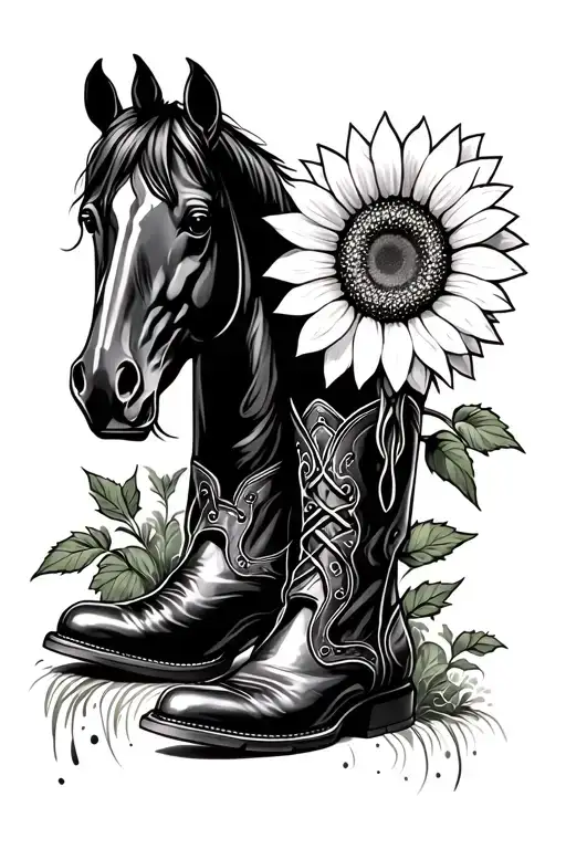 Sunflower Growing Cowgirl Boots Horse