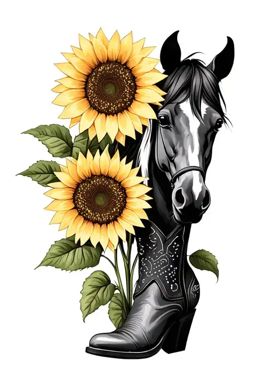 Sunflower Growing Cowgirl Boots Horse