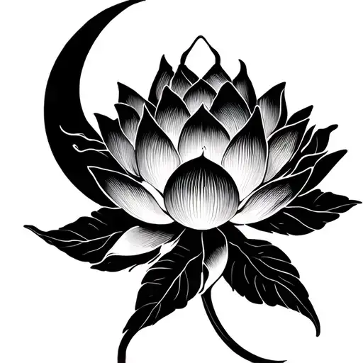 Lotus Symbol With Virgo Gemini Symbol Earth Element Symbol Moon Element Symbol