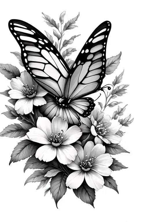 Butterfly And Flowers