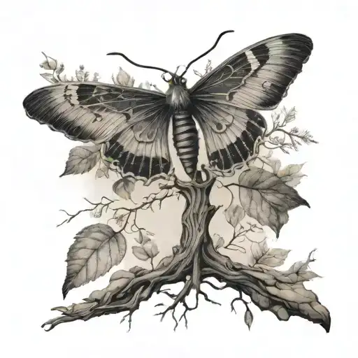 Upside Down Leafless Tree Turns To Moth