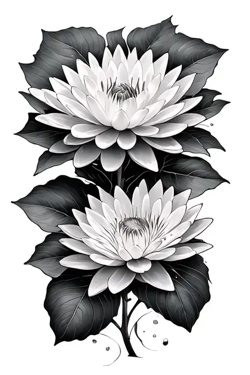 Water Lily And Chrysanthemum