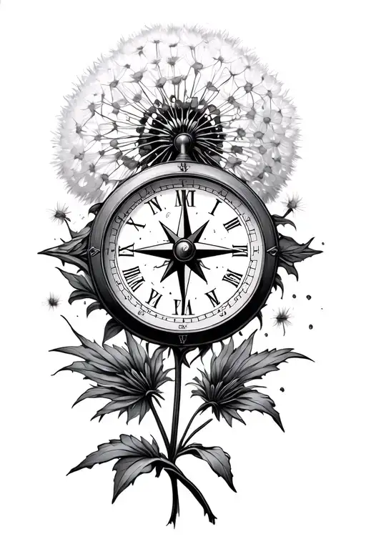 Compass Clock Dandelion