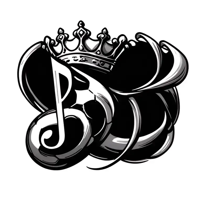 Soccer Crown Music Note Intertwined
