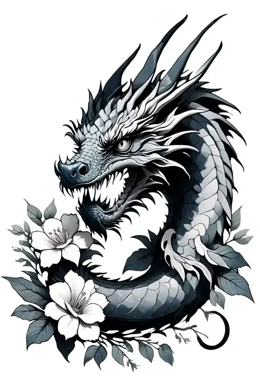 Dragon And Flowers