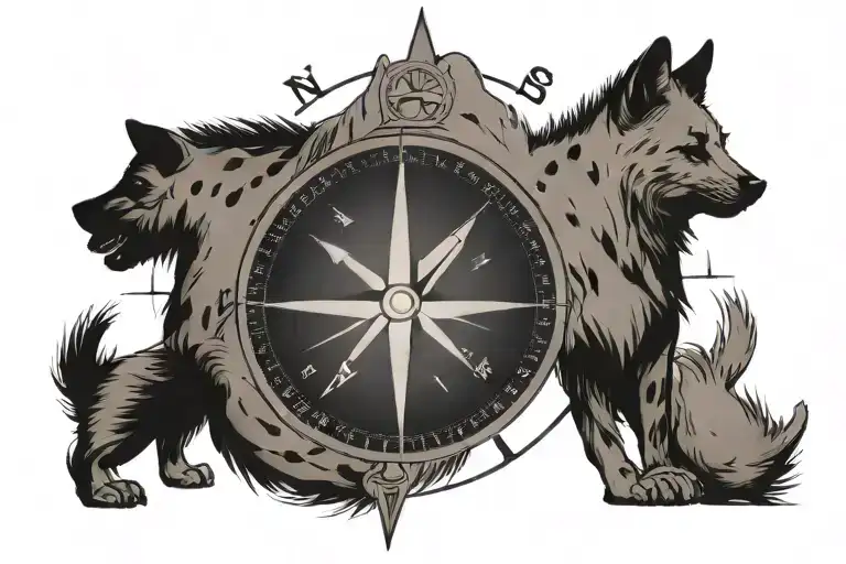 Compass With Hyena Inside With The Name Shenzi At The Bottom