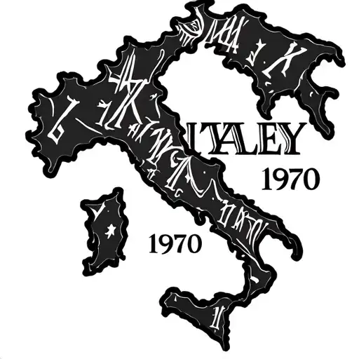 Shape Of Italy With Roman Numerals Of 1970 And 1971 Under