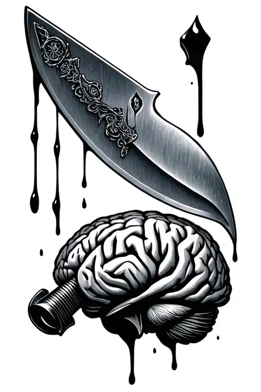 Dagger In The Brain Handmade Knife Blood Dripping