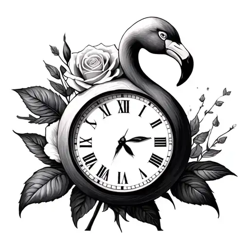 Flamingo Rose Time Clock