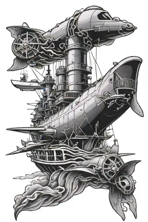 Nautical Theme With Submarine Warfar Pin Surrounded