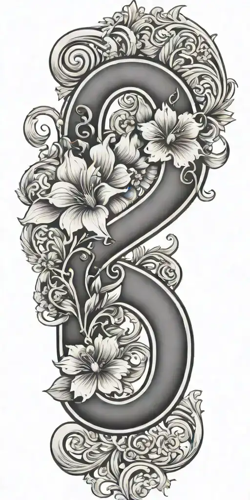 Tooled Leather Filagree And Flowers With The Letter S&e