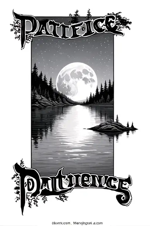 Moonlight Lake Scene With Patience Word Written
