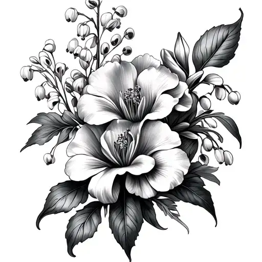 Wrap Tattoo With Carnations Iris Lily Of The Valley And Delphinium