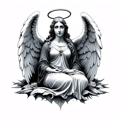 Angel With Halo Sitting On Top