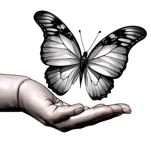 Adult Hand Baby Hand Butterfly Landing