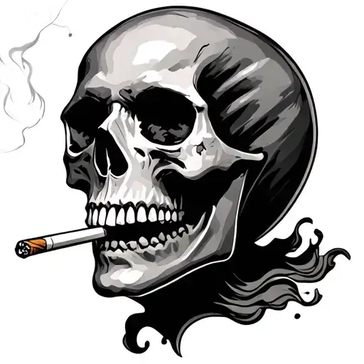 Skull Smoking Cigarette