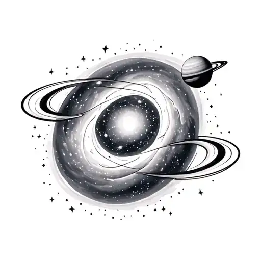 Spiral Galaxy With Stars And Planets Orbiting