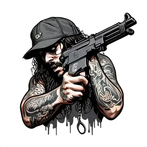 Gangsta Holding Ak 47 Sleeve