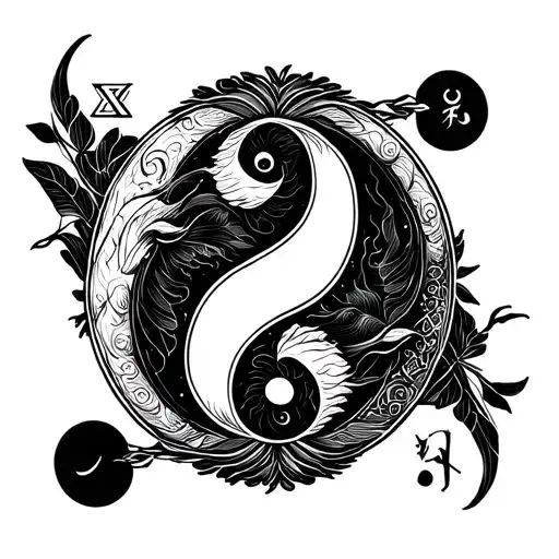 Panda Yin Yang Symbol Pisces Zodiac Sign