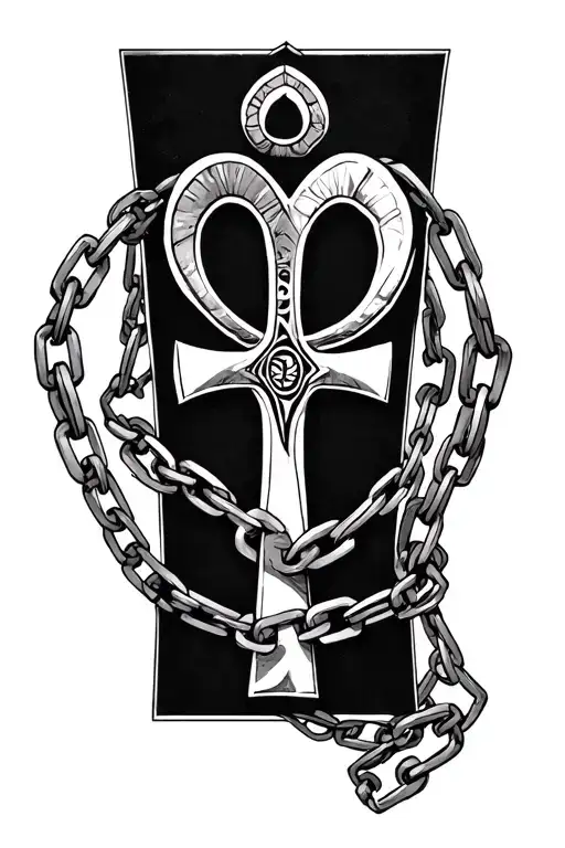Chains Wrapping Around The Arm With A Ankh In The Center Of The Forearm