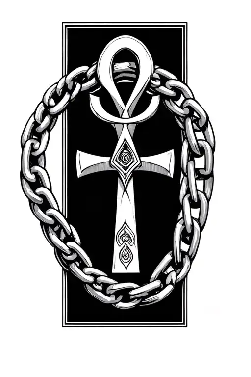 Chains Wrapping Around The Arm With A Ankh In The Center Of The Forearm
