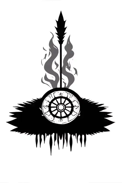 Cherokee Indian Medicine Wheel With Spears And Smoke