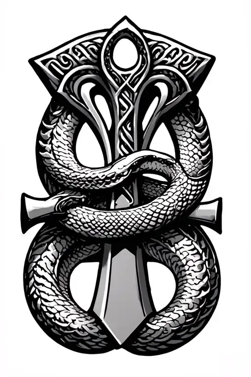 Ankh With Snake Intertwined