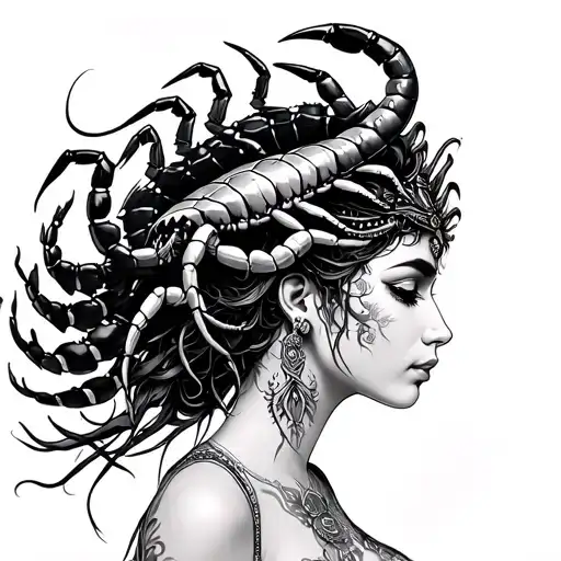 Goddess Woman With A Scorpion On Her Head