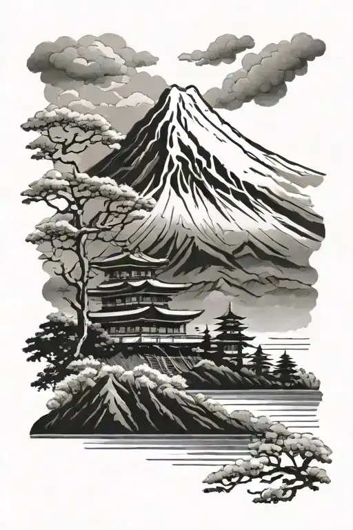 Mount Fuji Background Black And White