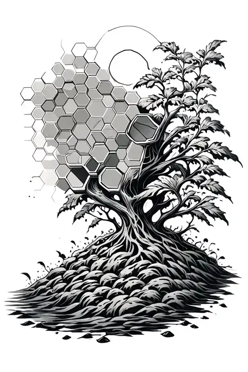 Concept Tattoo About Strength And Growth That Includes Hexagons