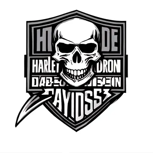 Simple Harley Davidson Skull On Shield For Hand