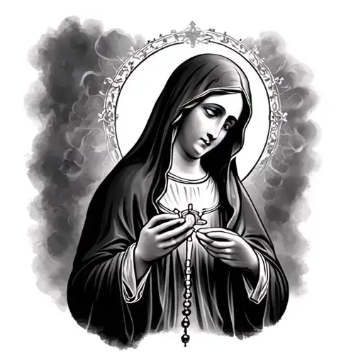 Virgin Mary Holding Rosary
