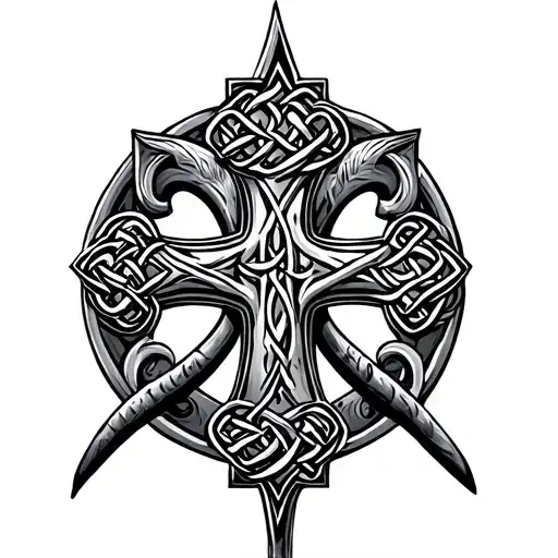 Celtic Cross With Italian Cornicello Horn